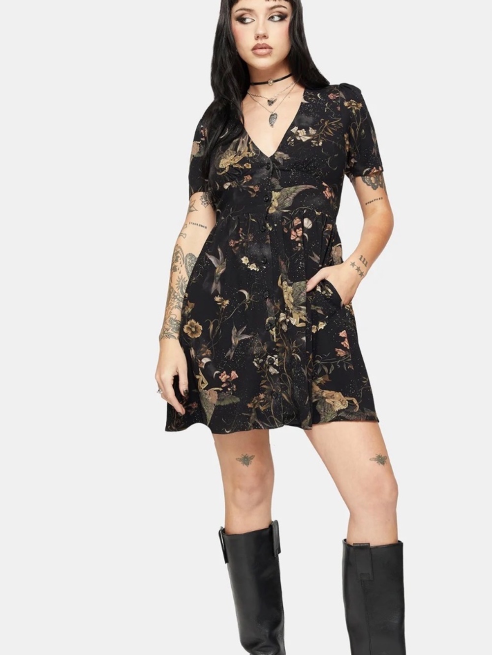 Disturbia Black Floral Mini Dress - Picture 5 of 5